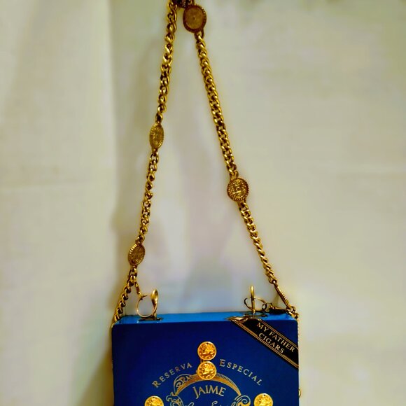 Suenos de Saundra Upcycled Collection, Cigar Box Purse, Jaime Garcia Teal Box - Picture 6 of 15